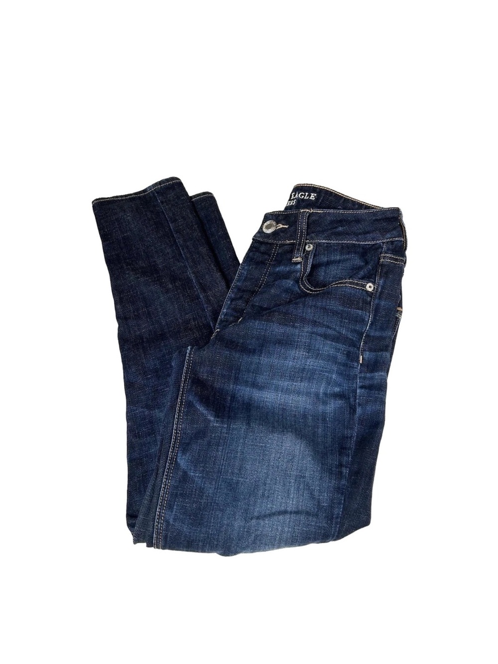 Y2K American Eagle Women’s 00 SHORT Tomgirl Jeans Button Fly Dark Wash Blue 1582